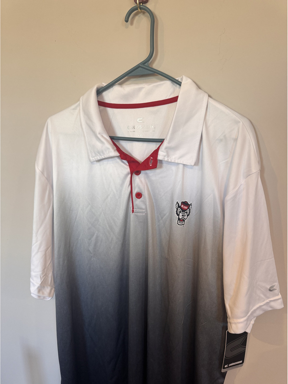 NWT Colosseum NC State Wolfpack Men Ombre Performance Polo White Black Size XXL